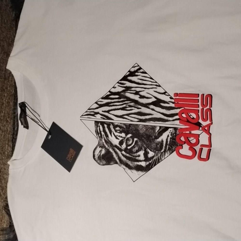 Men's White XL Robert Cavalli Class Tiger Shirt New With Tags NWT Designer